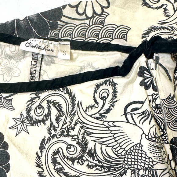 Vintage, Patterned black and white a-line skirt, size S, w/ side zipper - Picture 3 of 3